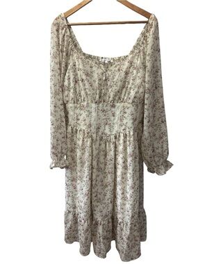 Celebrity Pink Midi Dress Womens Size 1X Long Sleeve Floral Dress NWOT